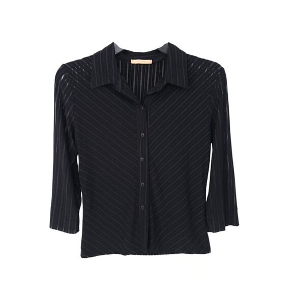 Forever 21 Y2K Top Womens Medium 3/4 Sleeve Stretch Button Sheer Sexy Vintage - Picture 1 of 8